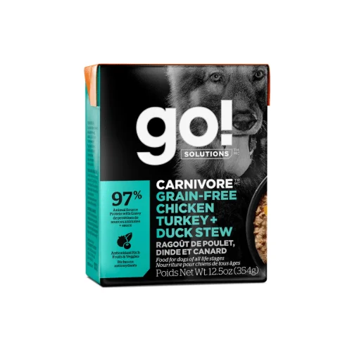 Carnivore Grain-Free Chicken, Turkey & Duck Stew 12/354g - Wet Dog Food - Go! Solutions