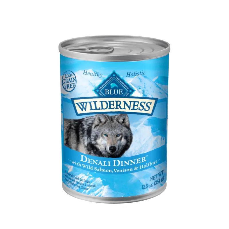 Denali Dinner (Wild Salmon, Venison and Halibut) 12.5 oz Cans - Wet Dog Food - Blue Buffalo