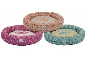 DMC Round Pet Bed With Paw Applique