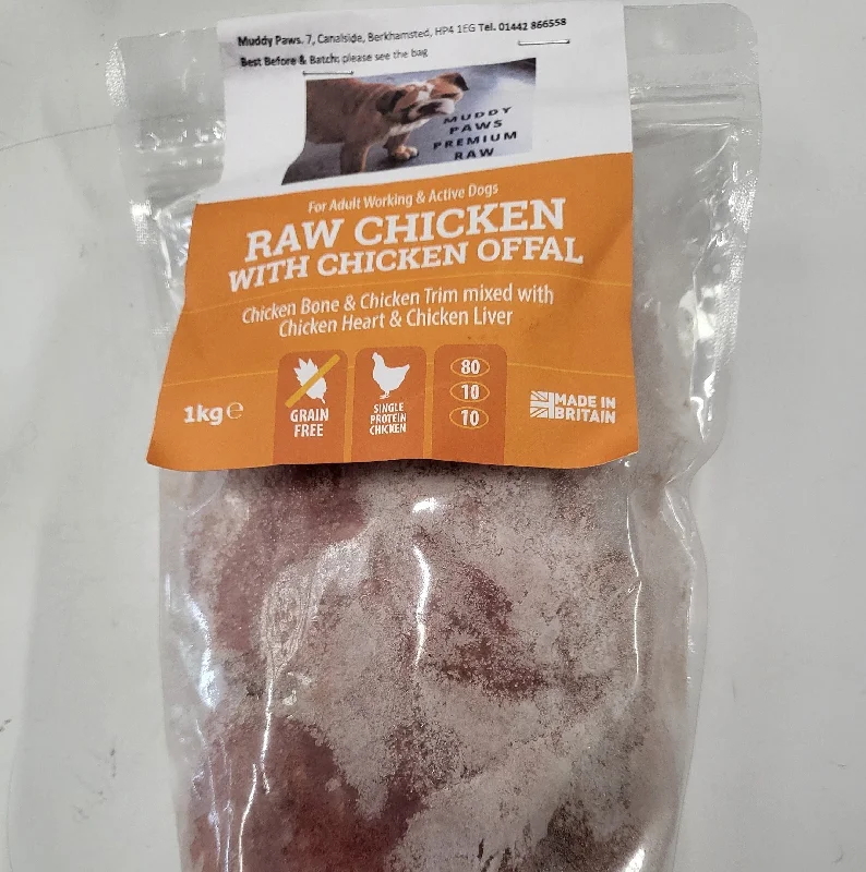 Muddy Paws Working Dog Chicken Raw 80/10/10 1kg Mince