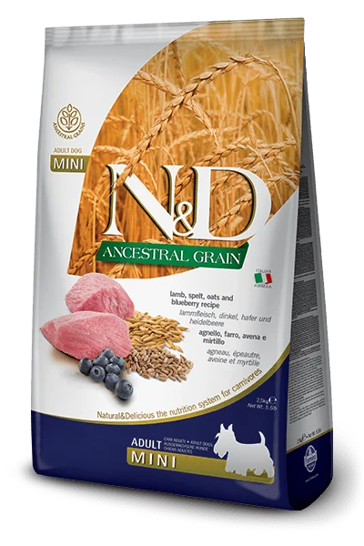 N&D Ancestral Grain Lamb & Blueberry -CLEARANCE - Adult Mini - Dry Dog Food - Farmina