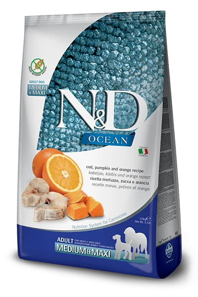 Natural & Delicious Ocean Cod, Pumpkin & Orange Adult Medium & Maxi - Dry Dog Food - Farmina