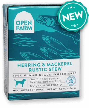 Open Farm Harvest Herring & Mackrel Rustic Stew for Dogs 12 x 12.5 oz Tetra Packs