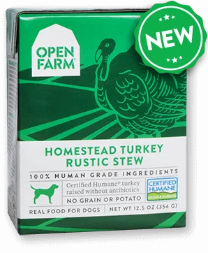 Open Farm Harvest Homestead Turkey Rustic Stew for Dogs 12 x 12.5 oz Tetra Packs