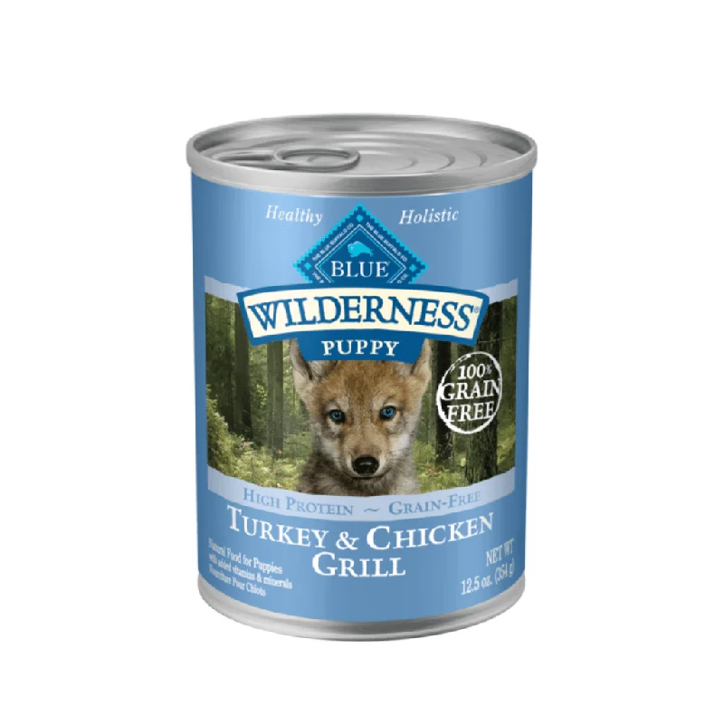 Puppy Turkey and Chicken Grill 12.5 oz Cans - Wet Dog Food - Blue Buffalo