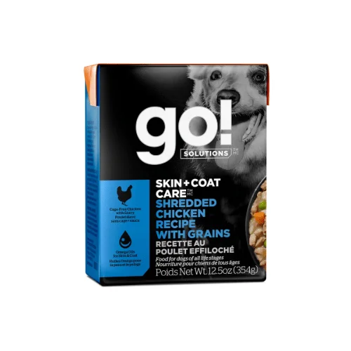 Skin + Coat Care Shredded Chicken 12/354g - Wet Dog Food - Go! Solutions