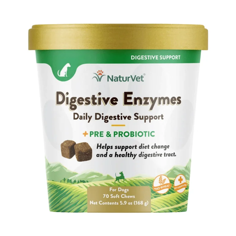 Dog Supplement - DAILY DIGESTIVE SUPPORT - Digestive Enzymes + Pre & Probiotic - 70 soft chews