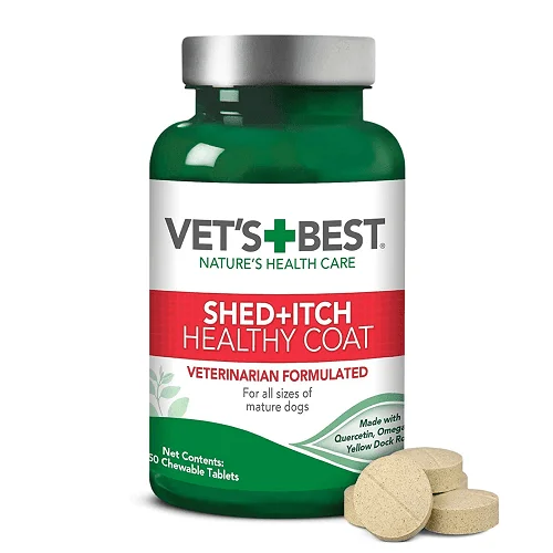 Adult Dog Supplements, Healthy Coat Shed + Itch Tablets, 50 Tabs